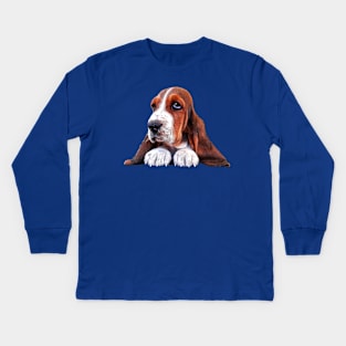 Basset Hound Puppy Dog Kids Long Sleeve T-Shirt